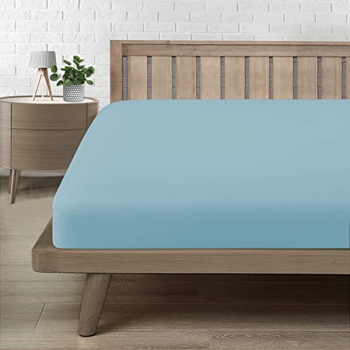 Spannbettlaken 120x200cm, Bettlaken 120x200 bis 30cm - Oeko-Tex Zertifiziert - Premium 100% Mikrofaser Weiches Spannbetttuch Leintuch Ganzjährig - Hellblau