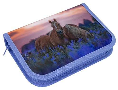 Schüleretui / Federtasche / Federmappe / 50teilig gefüllt / Pferde