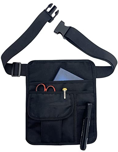 Wanty Server Apron Restaurant Waiter Waist Money Pouch Bag Restaurant Apron Bag with Removable Adjustable Shoulder Strap and Waist Belt for Tip, Change, Tablet, Tools, Black, 10 x 8.5, Black, 10 x