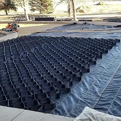 Kiesgitter Kiesmatten Bodenwabe Geogitter Zur Bodenstabilisierung 5 cm Hoch Durchlässige Geozelle, Länge Skalierbar Bodengitter Zum Garten Weg, Gehweg, Parkplätze (5x10m)