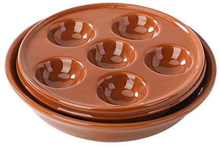 UOIENRT Lot de 2 assiettes à escargots en céramique avec 6 trous pour cuisine, restaurant, maison, four, micro-ondes
