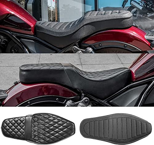 Motorrad Einteiliger Komplettsitz für Rebel 1100 CMX CM CMX1100 2021 2022 2023 2024 2025 Vorne Fahrer Hinten Passagier Kissen Sozius Pad Set (Schwarz)