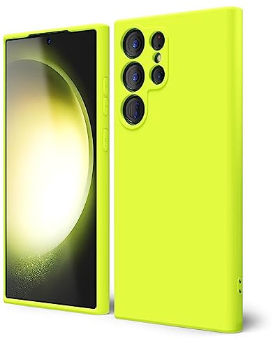 oakxco für Samsung Galaxy S23 Ultra Hülle Silikon Case mit Kameraschutz, Ultra Dünn Bunt Handyhülle Mädchen, Einfarbig Handy Hülle Slim Schutzhülle, Matt TPU Weich Gummi Glatt Silikonhülle, Neon Gelb