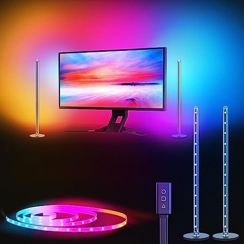 SIBI LED Gaming Beleuchtung, RGBIC Ambilight PC Hintergrundbeleuchtung mit Musik Sync, Software Steuerung, 42cm LED Lightbar und 2,5m LED Strip Kompatibel mit Max. 34 Zoll Monitor