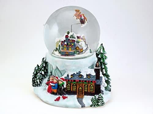 Musicboxworld MMM GmbH, 63054 Spieluhr - Schneekugel 120 mm, Dorfszene mit farblich wechselnder Beleuchtung