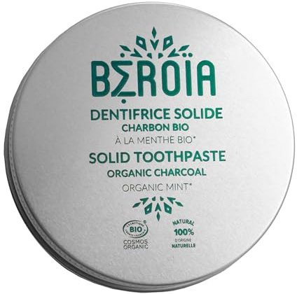 Cosmos Organic Zahnpasta mit Kohle und ätherischen Minzölen – ohne Fluorid – Cosmos Organic – 33 g BEROIA