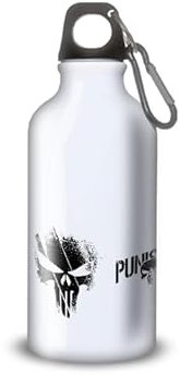 Trinkflasche / Wasserflasche aus Aluminium – Edelstahl (Thermoskanne 24 Stunden), wiederverwendbar, 330 ml bis 750 ml, Design The Punisher (Aluminium, Karabiner S 400 ml)