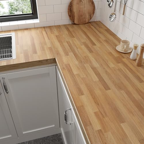 VaryPaper Peel and Stick Wood Panel Wallpaper 40cmx200cm Light Brown Wooden Contact Paper for Kitchen Countertops Wood Effect Sticky Back Plastic Vinyl Wrap for Furniture Worktop Covering Shelves
