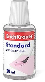 Erich Krause Flüssigkleber mit Pinsel 20ml lösungsmittelfrei wasserlöslich frostbeständig - Bastelkleber transparent 1 Stück - Papierkleber für Büro und Schule