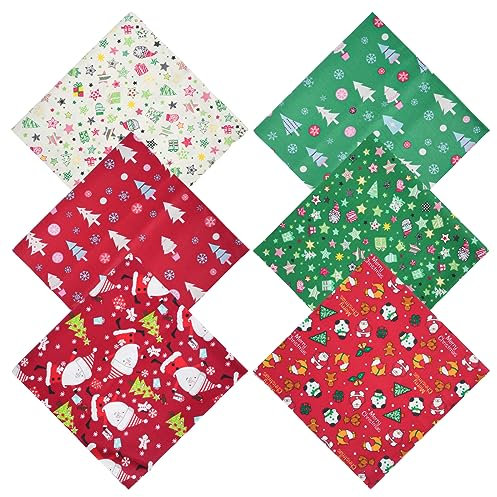 YoniYa 6 Stück Weihnachten Patchwork Stoffe 50 x 50 cm Stoffpakete Patchwork 100% Baumwolle Stoff für Quilten Baumwollstoff Meterware für DIY Nähmuster Handwerk