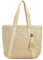 KVBUCC Off-White Woven Handbag with Peach Wood Pendant - Shoulder Bag, Beach & Summer Vacation Bag - Women's Straw Woven Handbag for Daily Work, Travel & Vacation