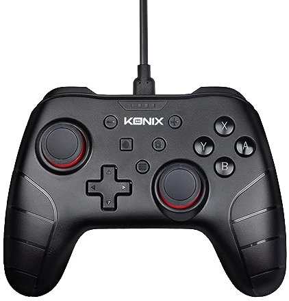 Konix Mythics Mando con cable para Nintendo Switch, Switch 2 y PC - Función de vibración - Cable de 3 m - Negro