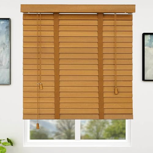 DZHTUF Horizontale Jalousien Holz,60cm 65cm 75cm 90cm 105cm 120cm 130cm,Venezianische Fensterrollos,Fensterjalousie aus Massivholz,Sichtschutz-Gardinen,jalousien Fenster innen,W×H-125x130cm/49x51in