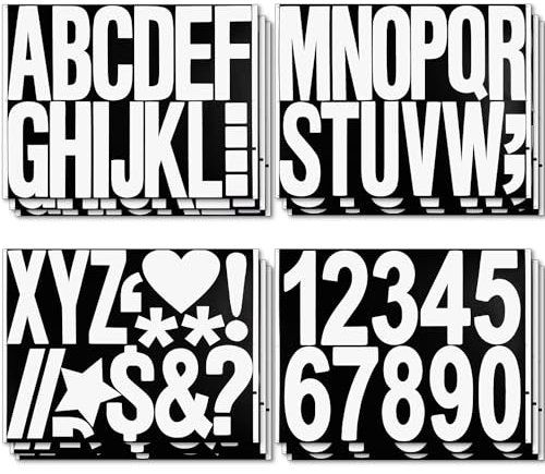 12 Blatt Buchstaben und Zahlen Aufkleber, 10cm Vinyl Buchstaben Aufkleber Selbstklebende Buchstaben Alphabet Dekorationen für Bastelarbeiten Schilder Poster Fenster (Weiß)