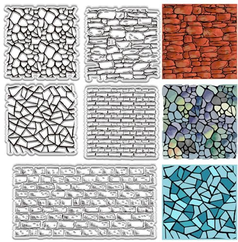 CRASPIRE Backsteinmauer-Hintergrund, Klare Stempel, Zerbrochene Falte, Textur, Vintage, Wiederverwendbar, Retro-Poststempel, Transparente Silikon-Stempelsiegel Für Journaling, Kartenherstellung, Dekor