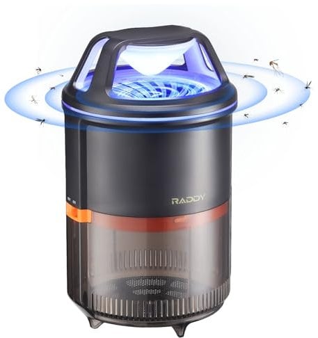 Raddy MS-1 Trampa para Mosquitos de Interior con Succión, Trampa Eléctrica para Moscas de la Fruta, Mata Insectos Sin Químicos, con Red de Protección contra Escapes para Hogar, Cocina, Invernadero