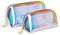 Trousse de Maquillage Holographique,2 PCS Sac Cosmétique de Rangement Pochette en Plastique Souple Vanity Transparent pour Femme Fille Voyage Été Plage