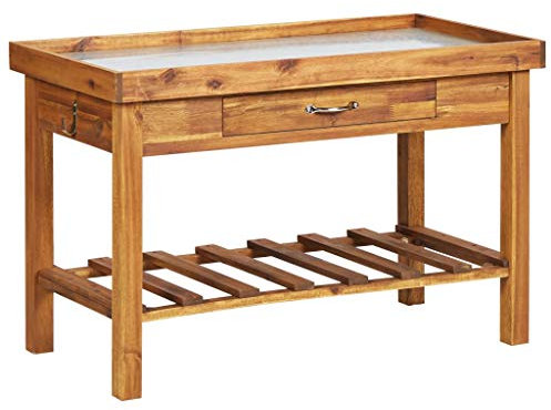 Rantry Pflanztisch mit Zink-Arbeitsplatte Massivholz Akazie Rasen, Garten Model46561