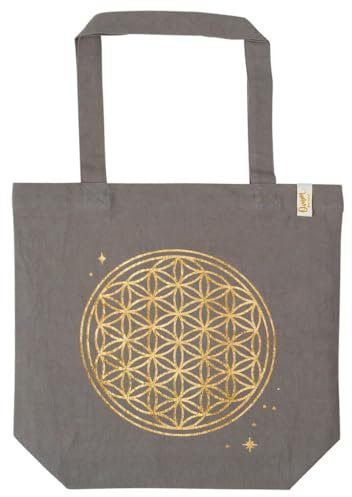 moses. Omm for you Shopper Bio-Baumwolle Flower of life | Maße ca. 37 x 38 x 13 cm | Einkaufstasche aus Bio-Baumwolle | Beutel zum Einkaufen I Alltagstasche I Stofftasche