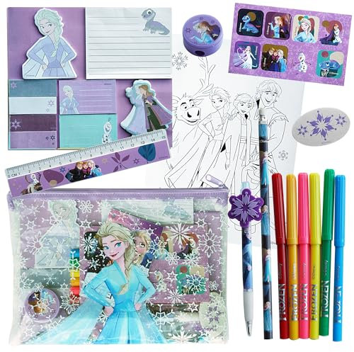 Disney - Activités La Reine des Neiges - Kit de Coloriage Enfants - Kits de Loisirs Créatifs - La Reine des Neiges Accessoire Bureau - Papeterie - Feutres - Dessin - Idée Cadeau Anniversaire Fille