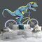 Fototapete Cooler Cartoon-Tyrannosaurus - 400 x 280 cm Fototapete Schlafzimmer Wohnzimmer Vliestapete Grau Wandtapete Fototapeten Bildtapete 3d Effekt Dekoration