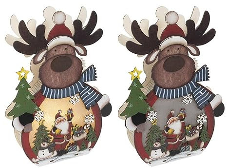 Ideen mit Herz 3D LED-Aufsteller | Holz-Deko | Rentier | Beleuchtung | warmweiß | Weihnachten, Advent, Winter | 24 cm x 15 cm
