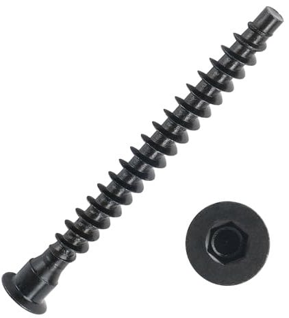 YaaYii M7 x 60mm Confirmat Screws Black 100 PCs, Hex Socket Drive Countersunk Furniture Connecting Self-Tapping Screw Set Carbon Steel Zinc Plated