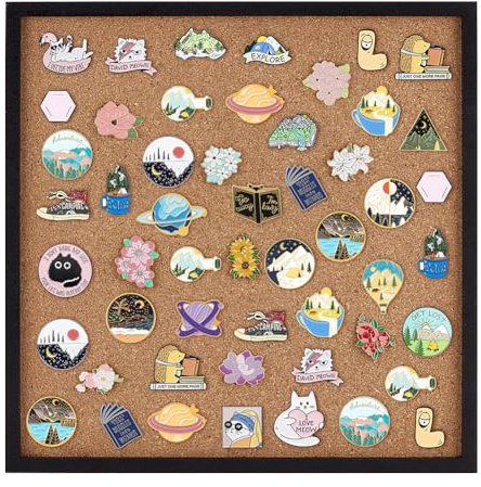 BENECREAT Pinnwand Quadratische Kork-Tafel mit schwarzem Rahmen, 30x30cm Wand montiert Kork-Board für Brosche Pin Lagerung, Büro Home Festival Hochzeit Dekor, 18mm dick