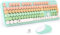 Colorful Computer Wireless Keyboard Mice Combo, 2.4GHz Retro Full-Size Keyboard with Number Pad, Silent Cute Wireless Mouse for PC, Windows, Desktop, Laptop (Blue)