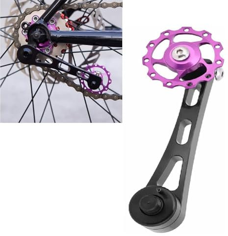 Risegun Tensor de Cadena de Bicicleta, estabilizador de Cadena para Bicicleta de aleación de Aluminio, Guía de Cadenas de Cambio Trasero para Bicicletas Plegables de una Sola Velocidad