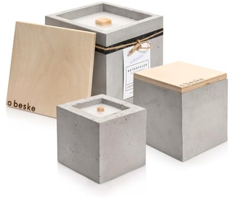Betonfeuer® - Das Original der Beske-Manufaktur | 3 Betonfeuer im Set | Wiederbefüllbare Fackel | Unendliche Brenndauer | Recycling von Kerzenwachs