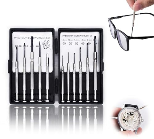 11 Stück Mini Schraubendreher Set, Eyeglass und Uhrmacher Repair Kleine Schraubenzieher, Kleine Präzisions Uhrmacher Schraubendreher Kit für Uhren Brillen Juwelier Mini Werkzeuge Reparatur