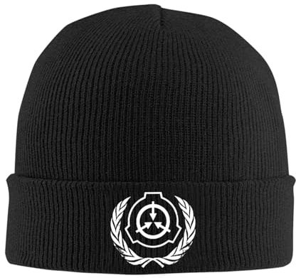 XVBCDFG SCP Foundation Strickmütze, warme Wintermütze für Herren und Damen, Schwarz , Einheitsgröße