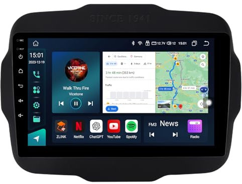 ACAVICA 4+64GB Autoradio per Jeep Renegade 2014-2019 Android 14 8-Core Car Stereo con Wireless Carplay Lettore Multimediale WiFi Bluetooth DSP FM (Autoradio per Jeep Renegade)