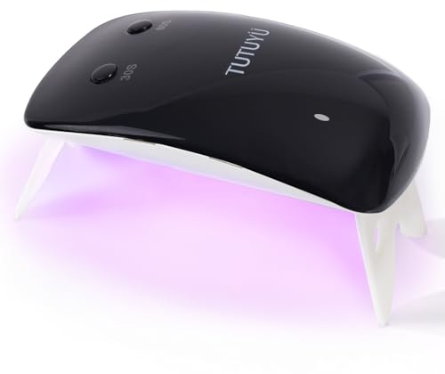TUTUYU 12W Black UV LED Nail Dryer Pink Light with 30s/60s Timer, 6 LED Beads, Portable Mini Lamp for Gel Nail Polish and Gel Stickers Curing