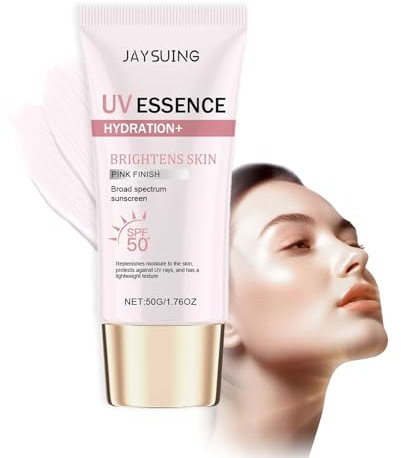 Shefave Tinted Sunscreen, Sonnencreme Gesicht SPF 50, Tone up Sunscreen UV-Essenz mit Rosa Effekt, Breitband Sonnenschutz, Feuchtigkeit, Sun Cream Korean einer leichten Textur, 50g