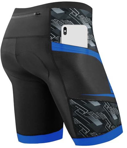 Cycorld Radlerhose Herren mit Sitzpolster 4D, Radhose Herren Fahrradhose Atmungsaktiv Elastische und Schnelltrocknend Bike Hose (Dunkelblau, 3XL)