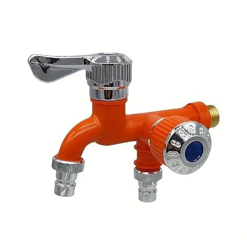 Rubinetto for lavatrice a doppio comando da cucina un punto due antigelo e antispruzzo for uso domestico a 4 punti(Orange)