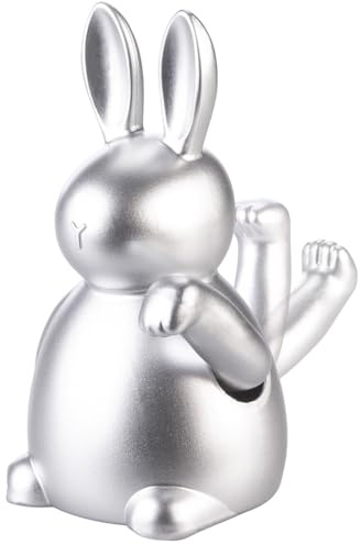 infactory Winkehase: Winke-Hase mit 20 cm Höhe, Batteriebetrieb, EIN/Aus-Schalter, silbern (Winke Osterhase, Winkehase Deko, Ostern)