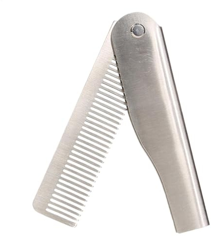Faltbarer Kamm | Edelstahl-Styling-Kamm | Haarbürste | zusammenklappbare Bürste im Taschenformat | Reise-Haarbürste | Massagekamm | kompakte Haarbürste | fein gezahnter Herren-Haarkamm