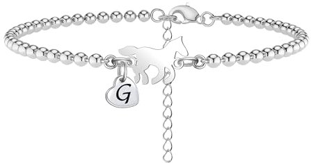 Casxyue Bracciale Ragazza Bracciale Cavallo Ragazza Lettere Iniziali Bracciale Per Donna Ragazze Amore Regali di Cavallo (G)