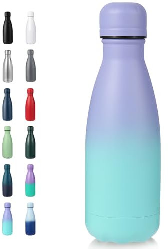Volhoply 350ml/12oz Small Water Bottle Stainless Steel, BPA Free Insulated Water Bottles, Double Wall Cola Shape Flask, Keeps Cold 24 Hours and Hot 12 Hours for Kids Handbag (Purple Blue)