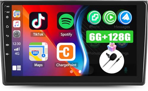8 Core 6+128G Android 13 Autoradio für Audi A4 S4 RS4 8E B6 B7 2000-2009 mit Carplay Android Auto, 9'' Touchscreen Radio mit Intelligent Voice Bluetooth WiFi GPS FM/RDS 36EQ Netzwerk Radio SWC
