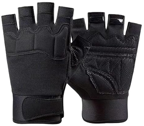 OhMill Gants Demi-Doigts pour Enfants Gants Tactiques Anti-Dérapantes Mitaines de Cyclisme Garçons Filles Gant de Militaire pour Vélo, Tir, Entraînement au Combat, Randonnée Extérieur 8-10 Ans