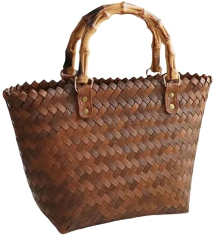 MINAOLULUS Straw Tote Bag Fashionable Woven Beach Bag for Women Lightweight Large Capacity Handbag for Shopping Summer Holiday