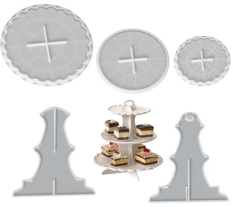 Yjcnelcr Moule en résine pour cupcakes - Plateau de rangement flexible en silicone époxy - 3 niveaux - Support pour présentation de desserts
