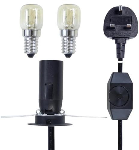 Izzy Himalayan Salt lamp Replacement Wire Light Fitting e14 Bulb Holder, 5FT Salt Lamp Spare Power Cord Cable with Dimmer Control Switch and 2 Bulbs