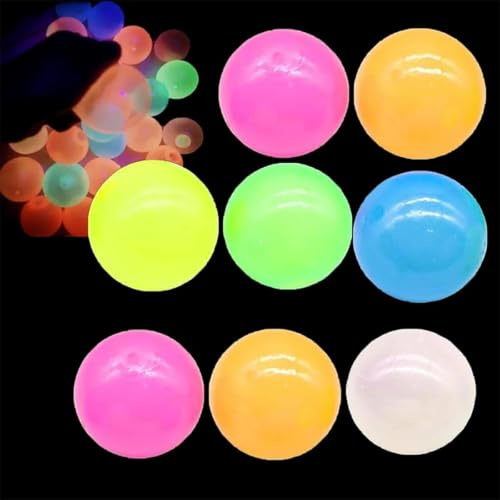 Sticky Balls Glow in The Dark Sticky Balls for Ceiling - im Dunkeln leuchtende klebrige Bälle, Glow in The Dark That Stick, Stress Balls Ceiling Balls, die haften, Kinder-Stressbälle(8)