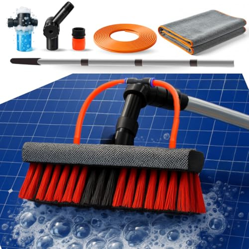 STARLYF Escoba para Limpieza Hydrocleaner 3.6Mts + Toalla de Secado rápido, Alimentada por Agua, Dosificador de jabón, Limpieza Paneles solares, Lavado de Camiones, Bus, Coches, Techos