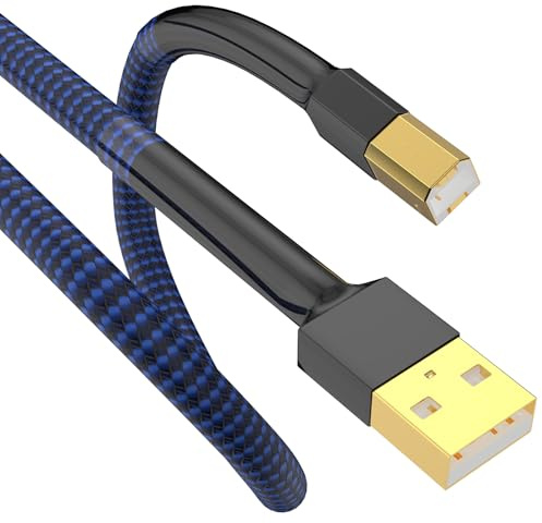 Tertullus USB A auf USB B Audio Kabel DAC Druckerkabel Audiophil 2.0 Typ A auf Typ B OTG Drucker Kabel Für Dac Und Computer, Soundkarte, Decoder, Verstärker, Digitalplayer-Blau - 2 Meter
